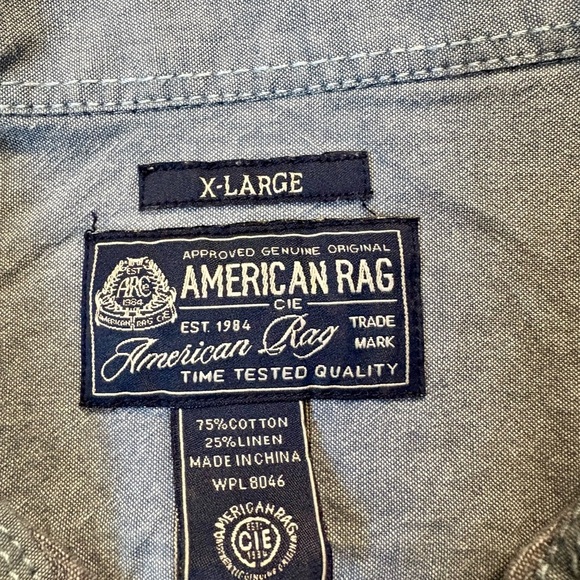 American Rag Light Blue-Gray Casual Button-Down Shirt - Picture 5 of 8